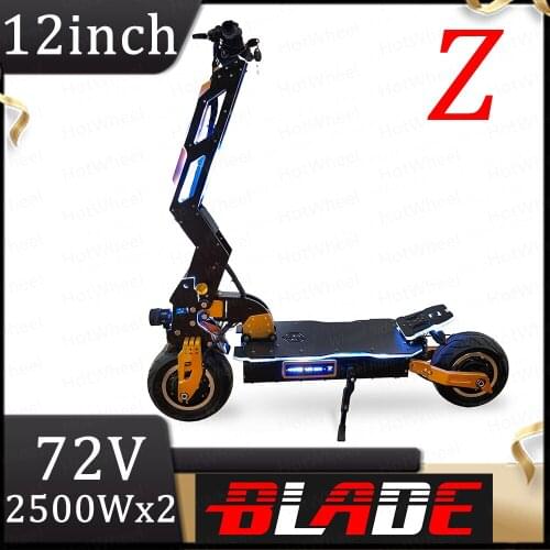 Blade Z Electric Scooter 72V Dual Motor 2*2500W Top Speed 110km/h 12inch Wide Tire BladeZ E-scooter Blade Skateboard 72V