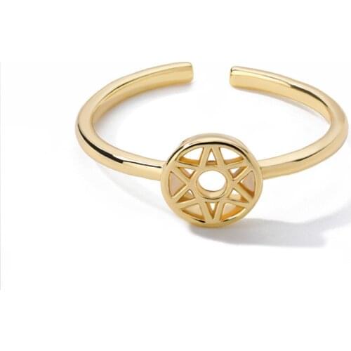 Etcavce Adjustable Women Ring 316L Stainless Steel Jewelry Hollow Five-Pointed Star Female Birthday Party Gift