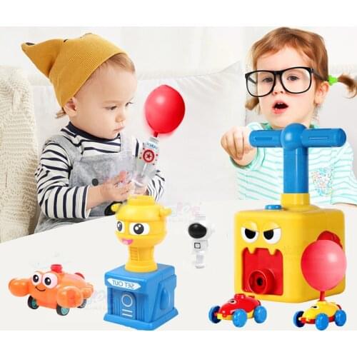Hot Montessori Puzzle Fun Educational Science Experiment Toy Inertial Power Balloon Car Toys Power Cars Balloon Car Toy kids Gif