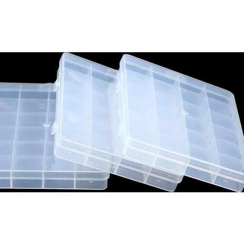 HGKLBB 24 Grid Compartment Plastic Storage big Box packaging transparent Tool Case Craft DIY Jewelry Beads box Organizer Display