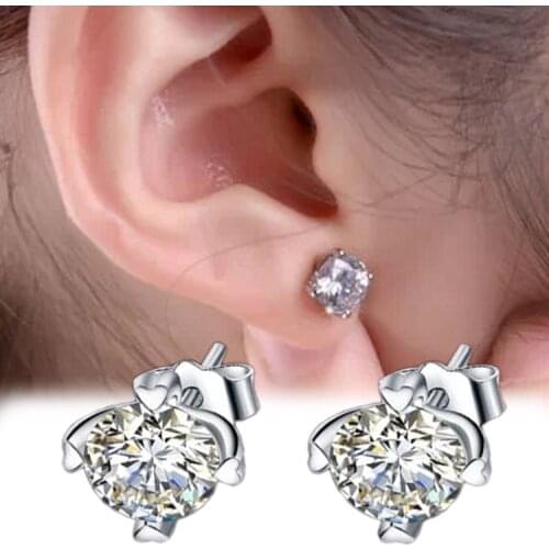 Fine Women Jewelry Shining Clear Inlaid Crystal Zircon Women Stud Earrings Rhinestone Earrings