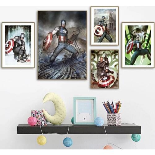 Captain America Comic Prints Wall Painting Marvel Classic Hero Colorful Poster Canvas Wall Picture for Living Room Home Decor
