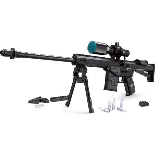 Hot 527Pcs Simulation Long Barrel Weapon Model Blaster Bricks Toy Brain-Training Toy For Children Educational Toys Birthday Gift