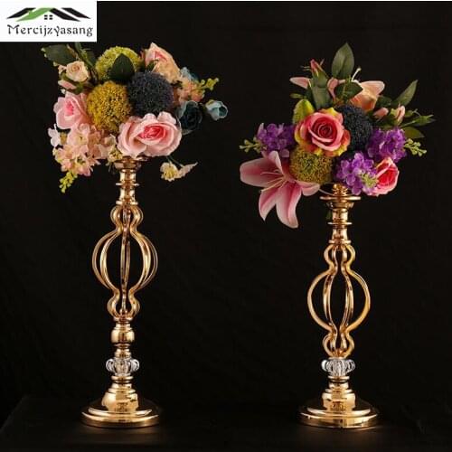 10Pcs/Lot Flower Vases Floor Metal Vase Plant Dried Floral Holder Flower Pot Road Lead for Home/Wedding Corridor Decoration G177
