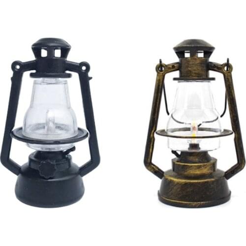 Mini 1:12 Miniature Table Candlestick Retro Kerosene Lamp Doll House Lamps Decor Accessories Dollhouse Furniture Toys