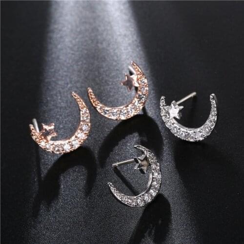 2019 Fashion Jewelry Crystal From Austrian Star Lunar Earrings with Zircon Beads Cute Woman Wedding jewelry Gift