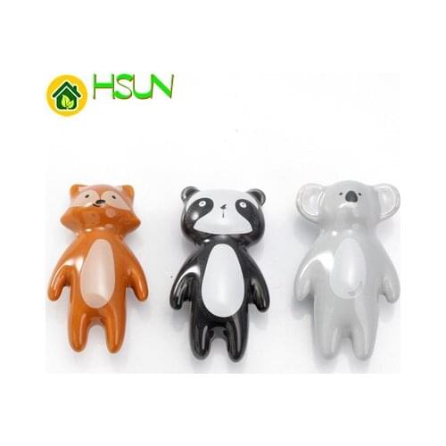Cartoon ceramic glaze solid industrial art handle childrens kindergarten painted furniture knob koala panda fox handle