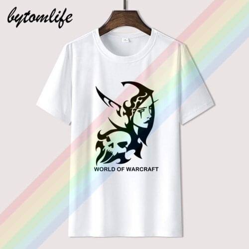 Wow world of warcraft movie queen sylvanas black t-shirt men short sleeve t-shirt confederated tribes elves