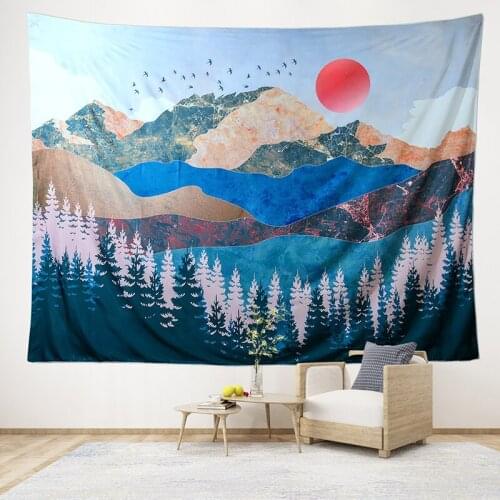 New Sunset Forest Printed Wall Hanging Tapestry Colorful Beach Towel Wall Tapestry Multi For Home Room Wall Ceiling Decoration