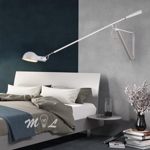 Nordic style wall lamp art Dick, wall lamp LED iron + living room lamp, wall lamp, rotary wall lamp, long arm E27