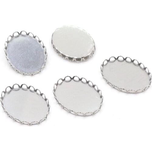 Never Fade ) 10pcs 18x25mm Inner Size Stainless Steel Material Simple Style Cabochon Base Cameo Setting Pendant Tray