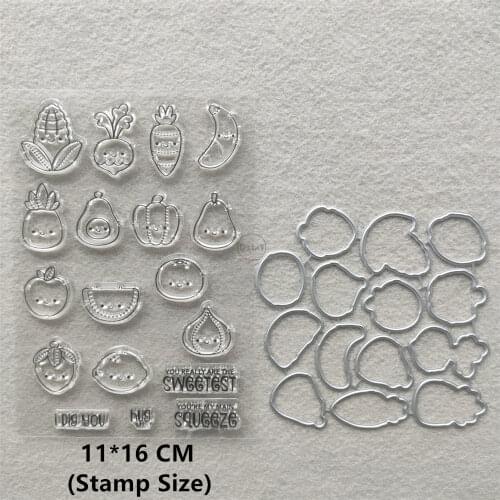 2021 New Corn Pumpkin Carrot Clear Stamps and Metal Cutting Dies DIY Scrapbooking Embossing Album Seal Template Punch Stencils