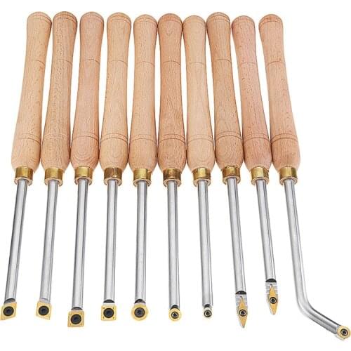 Hollowing Knife Disposable Woodworking Turning Tool With Golden Nano-coated Blade Round Bar With Wooden Handle Woodworking Tool