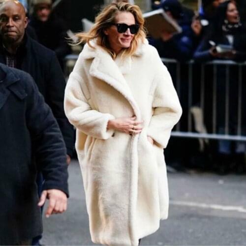 Autumn Winter Women Beige Coat Stylish Female Warm Cashmere Jacket Casual Women Streetwear