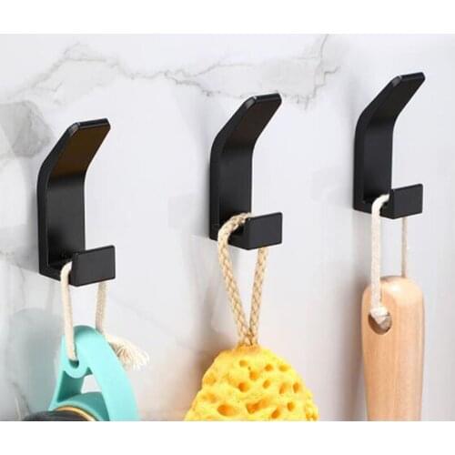 Nordic Simple Space Aluminum Hook For Kitchen Bathroom Living Room Non Perforated Door Back Clothes Hat Hook Shelf