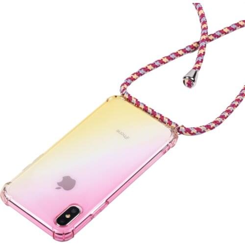 Lanyard rainbow aurora transparent case for Xiaomi MI 9 Pro 9SE 8 lite cc9 10T Note 10 A3 A2 lanyard shoulder rope cord Airbag