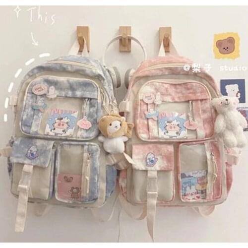 Schoolbag female Korean college students high school students Mori retro tie-dye rucksack ins Japanese casual travel backpack