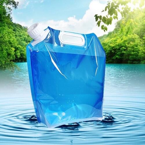 5L/10L Outdoor Foldable Water Bag Camping Water Container Tank Hiking Cooking Picnic BBQ PVC Water Container Bucket Carrier