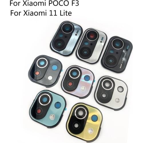 10pcs/lot, Rear Camera Glass Lens Cover With Frame Holder For Xiaomi Mi 11 Lite / Poco F3 / Mi 10 Lite