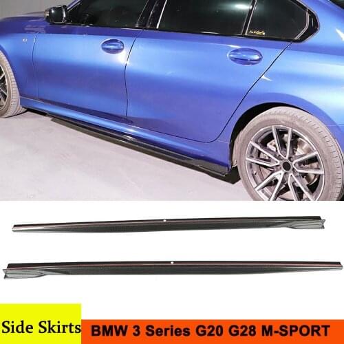 Real Carbon Fiber Side Bumper Lip Extensions Side Skirts For BMW 3 Series G20 G28 2020 Up Body Kit