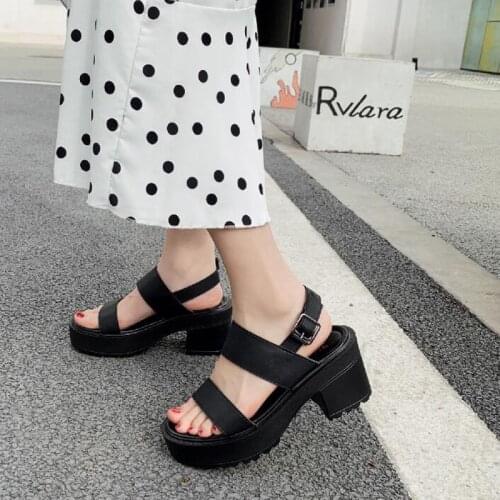 Punk Rock Gothic Sandals woman gladiator shoes Platform goth sandals Chunky Gladiator Sandals women leather punk sandals LJB24