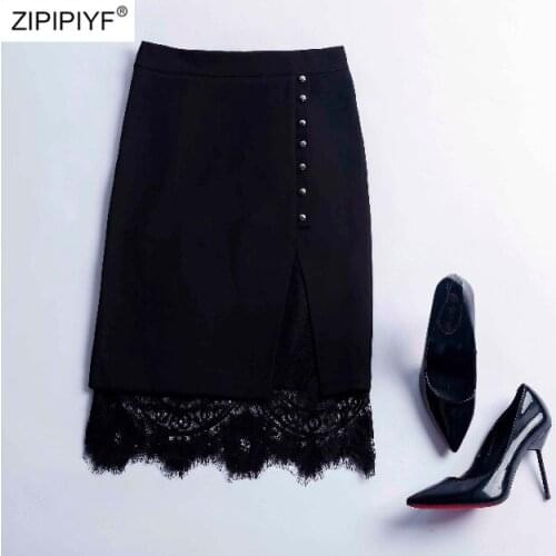 ZIPIPIYF Lace Pencil Skirts