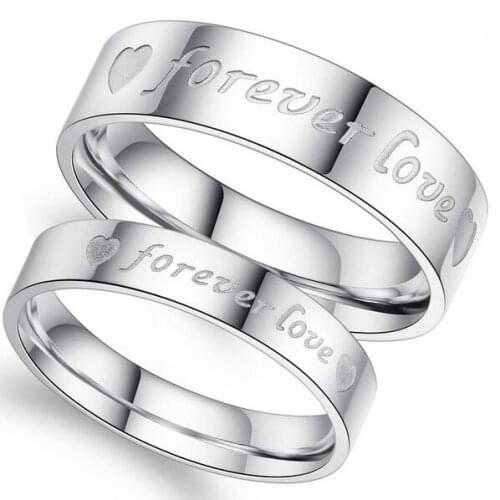 12PCS( 6Pairs) Forever Love couple lovers ring stainless steel Anniversary Wedding Engagement Band Ring Birthday Xmas Gift