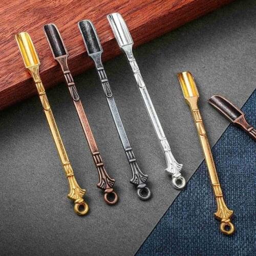 12 Pieces Snuff Spoon Mini Shovel Tableware Charm Pendants Necklace Mini Shovel for Filling Vials with Salts Herbs