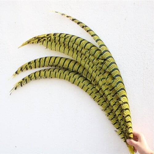 32-36inch/80-90CM 50pcs Natura Yellow Pheasant tail Feathers DIY Celebration Wedding Decoration Accessories Feathers For Crafts