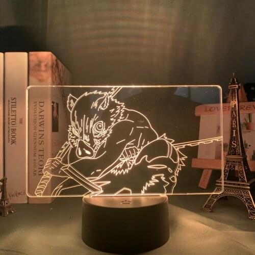Manga 3d Light Kimetsu No Yaiba Inosuke Hashibira for Bedroom Decoration Night Light Gift Anime Led Lamp Demon Slayer Room Decor