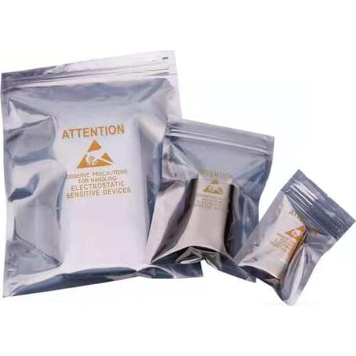 100Pcs/lot Printed Zip Lock Antistatic Storage Bag Resealable Anti-Static Packaging Bag Electronic Accessories Recyclable Pack