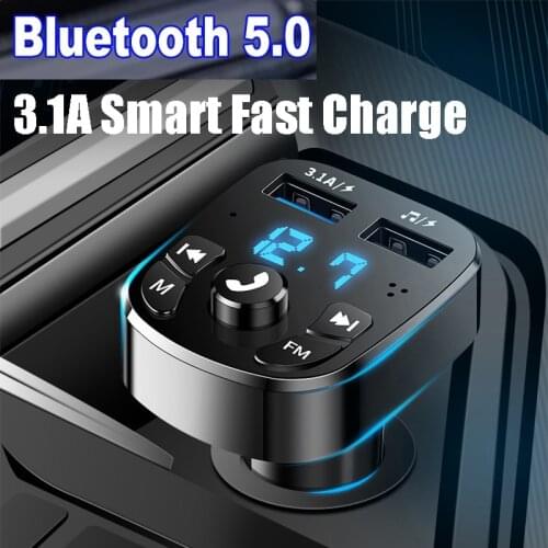 Konrisa Car Bluetooth 5.0 FM Transmitter Wireless Handsfree Audio Receiver Auto MP3 Player 3.1A Dual USB Fast Charger