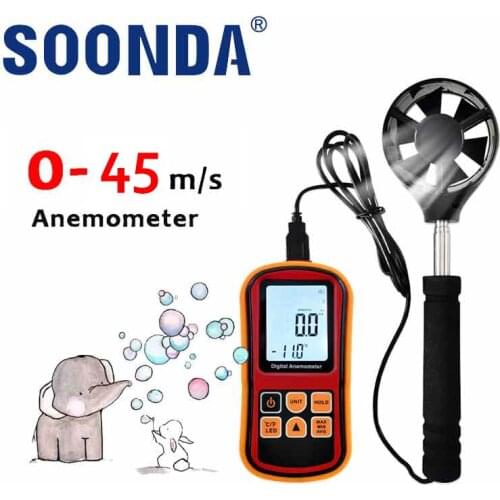 2-in-1 Digital Anemometer Winding Speedometer Air Wind Speed Volume Temperature Sensor For Windsurf Hunting Shooting Measure