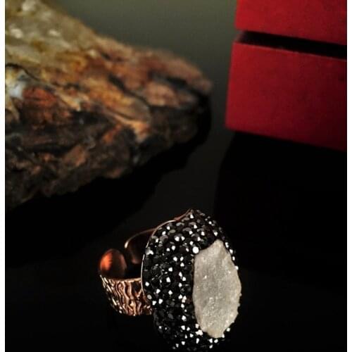 Dr Stone Natural Stone Women 'S Quartz and Matte Onyx Stone Gold Plated Yi 372884460