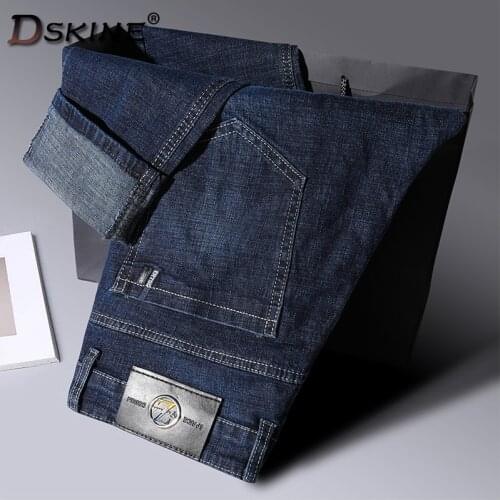 Mens Jeans Spring Autumn New Casual Stretch Slim Tooling Business Fashion Straight Regular Stretch Denim Trousers Classic Men