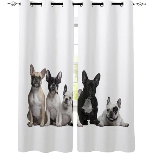 French Bulldog Cute Pets WhiteWindow Curtains Living Room Bedroom Kitchen Curtain Panels Curtains Drapes Kids Room Home Decor
