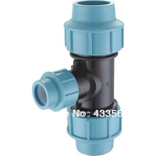 Quality PP compression fittings Reducing Tee Size DN25X20X25 connector for irrigation pipeline Application