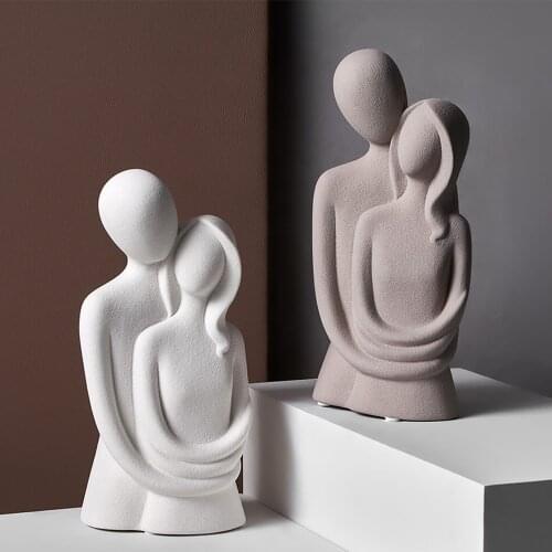 Resin Art Abstract Sculpture Home Decoration Accessories Resin Couple Statues Office Desk Living Room Decoration Wedding Gift