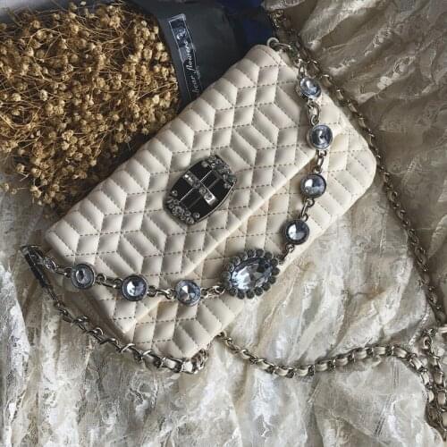 Flap Crystal Pouch Womens Diamond Pu Leather Female Bags Ladies Famous Brand Handbags 2020 Crossbody Bags Chain Shoulder Bag