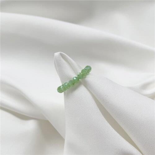Cantaloupe Green Elastic 2020 Korea Summer Transparent Handmade Braided Resin Beads Rings for Women Girl Party Jewelry Gifts