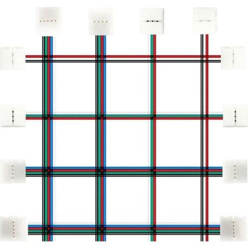 5PCS Single/Double Connector End Cover Solderless 15cm Cable Wire 2/3/4/5PIN IP30 For WS2812 5050 RGB Led Strip 10mm PCB