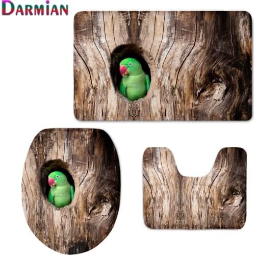 Funny 3D Animals Parrot Owl Printed Toilet Seat Cover Warmer Soft Bathroom Floor Rug Anti-slip Restroom Mats Home Decor Supplies