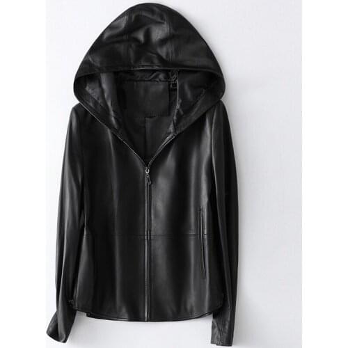 Women 100% Real Sheepskin Coat Hooded jacket spring 2020 fashion Genuine Leather Jackets Chaqueta Mujer Top Quality