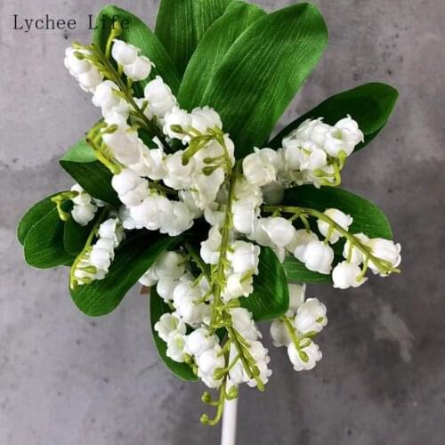Lychee Life 1Pcs Plastic Artificial Flower Plants Bouquet For Art Potted Desktop Home Garden Fake Plants Wedding Decoration