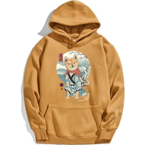 Cartoon Shiba Inu Dress Pattern Mens Streetwear Japan Samurai Clothing Hoodies Male Funny Cool Oversize For Male