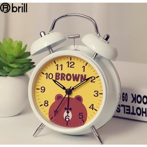 Cartoon Cute Metal Alarm Clock Creative Mute Night Light Simple Metal Alarm Clock Multifunctional Table Board with Backlight 50