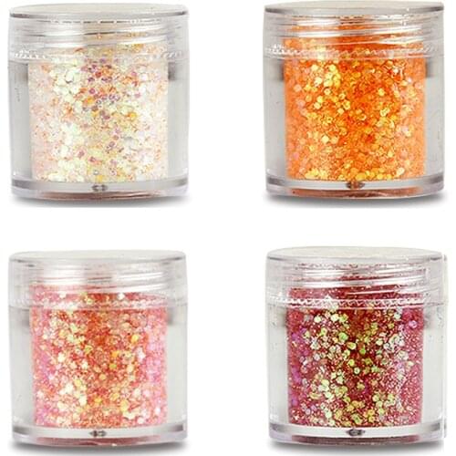 4 Boxes 4x Daisy Iridescent Glitter Mix Set / Fine 10ML Nail Glitter Dust Fine Mix 3D Nail Sequins Glitter Powder MA003-33-36,MC