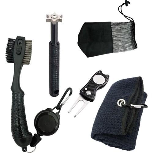 Golf Cleaning Brush Set With Golf Upgrade Brush Golf Groove Sharpener Tool With 6 Cutters Tool Towel Package Bag