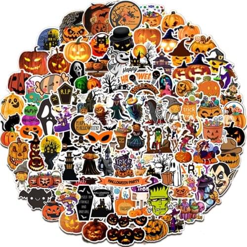TD ZW 100Pcs Halloween Stickers For Snowboard Laptop Luggage Car Fridge DIY Styling Vinyl Home Decor Stickers