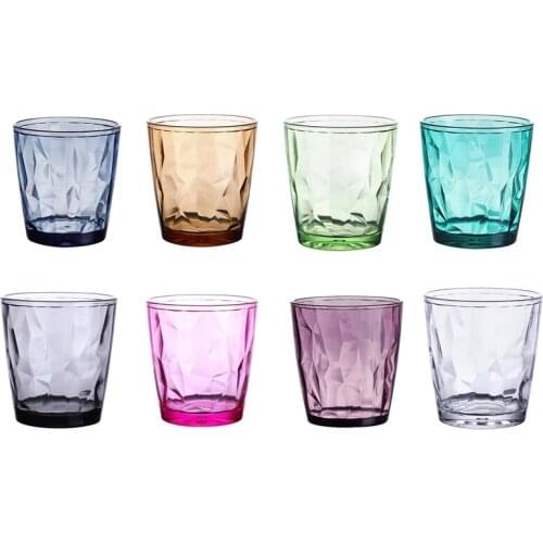 Unbreakable Glass Cup Acrylic Breakfast Milk Juice Beverage Cup Drop Resistant Color Water Cup For Home OffIce Hotel Restaurant